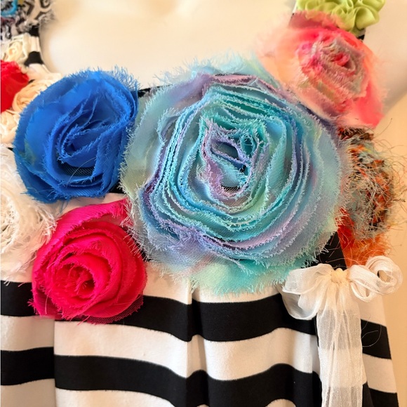 Striped Floral Embellished Women's Top, size S - Picture 2 of 7